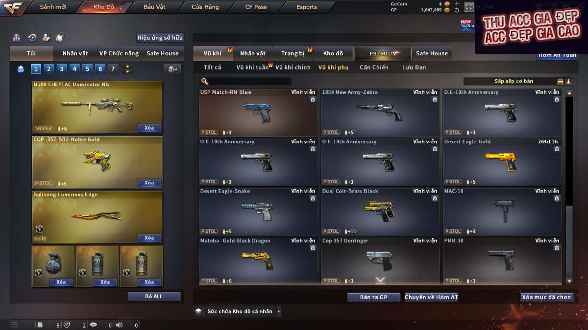 shop acc cf uy tin gia re